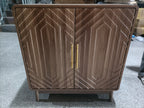 Modern Sideboard Buffet Cabinet with Carved 2 Doors and Adjustable Layer Board for Living Room and Kitchen, Walnut, MDF - Grand Goldman Shop