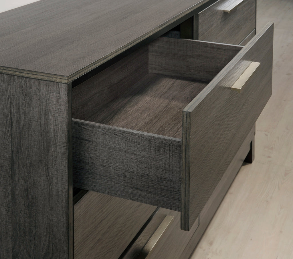 Ioana Antique Grey Finish Wood Bed Room Set, Queen Size Bed, Dresser, Mirror, Night Stand - Grand Goldman Shop
