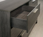 Ioana Antique Grey Finish Wood Bed Room Set, Queen Size Bed, Dresser, Mirror, Night Stand - Grand Goldman Shop