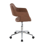 Contemporary Task Chair in Chrome Metal and Brown Faux Leather - Grand Goldman