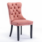 Nikki Collection Modern, High-end Tufted Solid Wood Contemporary Velvet Upholstered Dining Chair with Wood Legs Nailhead Trim 2-Pcs Set,Pink, SW2001PK - Grand Goldman Shop