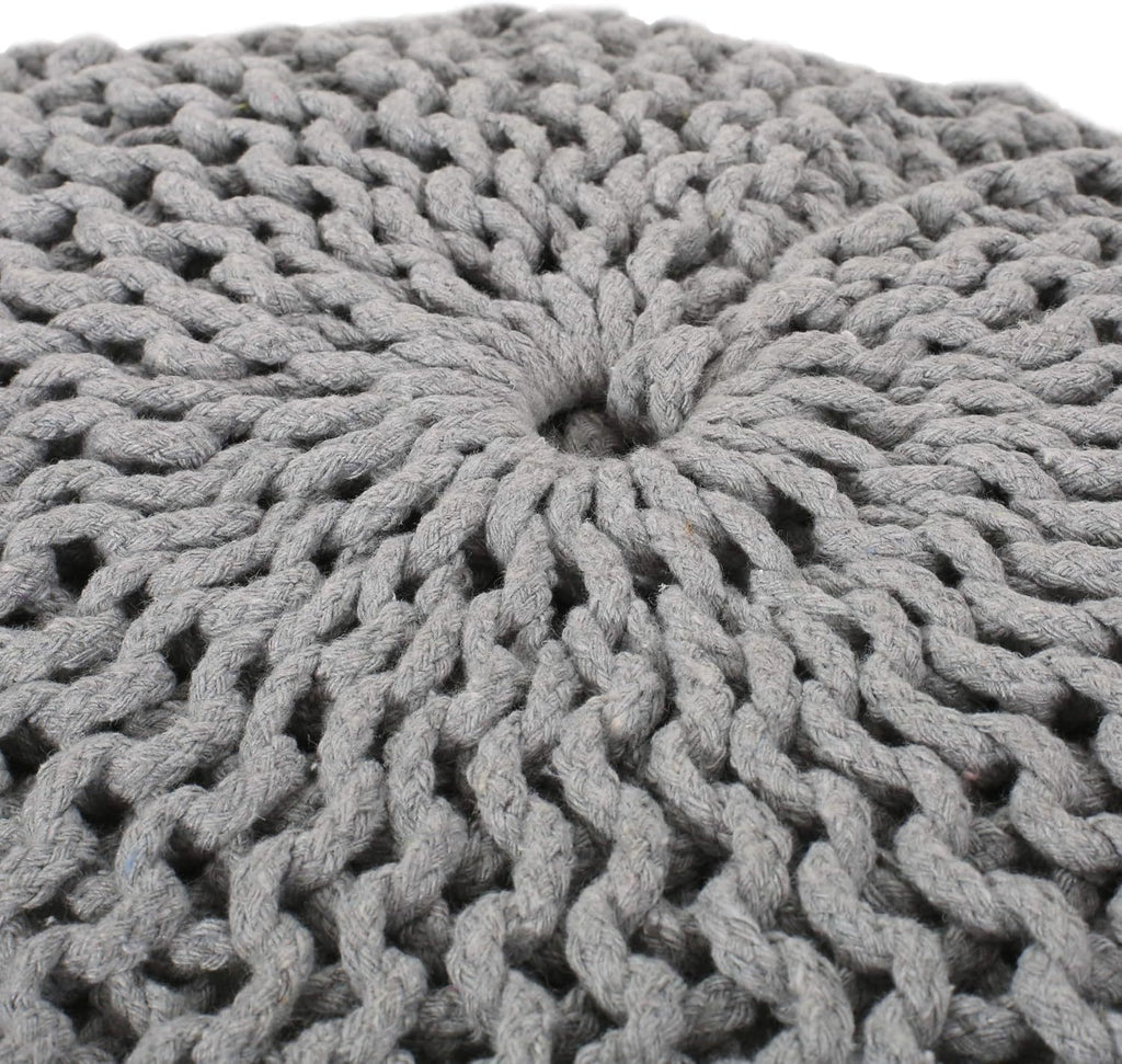 Yuny Knitted Cotton 20 x 20 Round Pouf - Grand Goldman Shop
