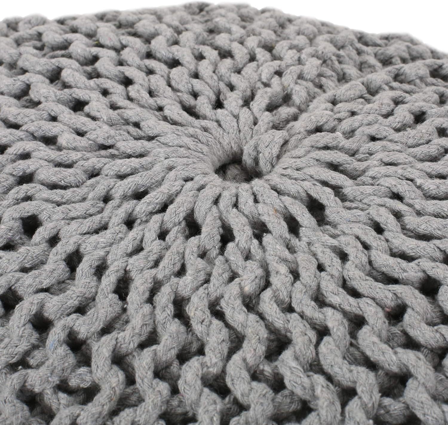 Yuny Knitted Cotton 20 x 20 Round Pouf - Grand Goldman Shop