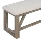 TREXM 6-Piece Retro Dining Table Set for 6, 60' Wood Kitchen Table and Chairs Set of 4 with Bench Designed Trestle Base for kitchen & Dining Room (Gray) - Grand Goldman Shop