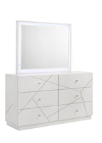 Manhattan Queen 5-Piece Bedroom Set – Modern Design with Lacquer Finish, Geometric Accents, and LED Lighting - Grand Goldman Shop
