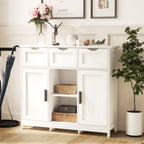 White Wooden Floor Storage Cabinets with Drawers and Shelves, Accent Cabinet for Home Decor - Grand Goldman Shop