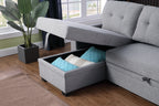 Upholstered Pull out Sectional Sofa with Chaise - Grand Goldman Shop