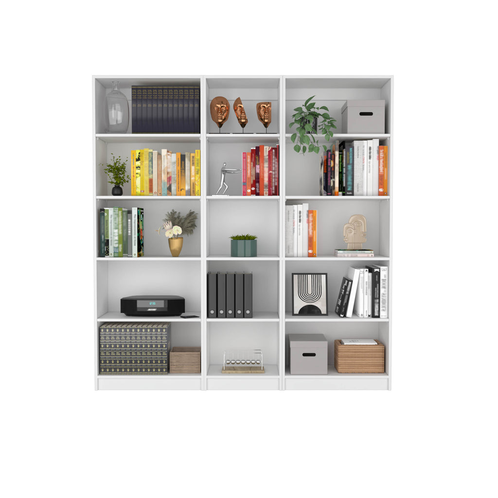 Luetz 3 Piece Home Bookcase set, 67' Wide with 15 Shelves ,  Living Room Set Set  White | Premium Home Decor - Grand Goldman