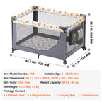 Baby Playpen Quick-Folding Portable Baby Toddler Fence Play Yard & Wheels | Premium Home Decor - Grand Goldman