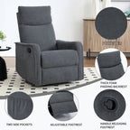 Heat Massage Manual Recliner Chair with Rocker and Swivel in Fabric for Living Room, Grey - Grand Goldman Shop