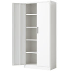 71'H Metal Garage Storage Cabinet, White Tool Steel Locking Cabinet with Doors and 4 Adjustable Shelves, Tall Cabinets for Ga