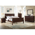 Contemporary Louis Philip Cherry Finish Chest with Five Drawers Solid Wood Ample Storage - Grand Goldman Shop