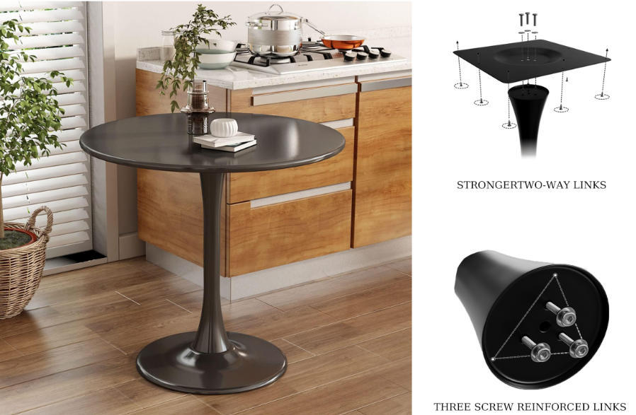 Modern Round Dining Table, ∅31.5'' Kitchen Dining Room Furniture, Coffee Table, Leisure Table, Living Room Table, Dining Table, Kitchen Table, Oval Dining Table (BLACK) - Grand Goldman Shop