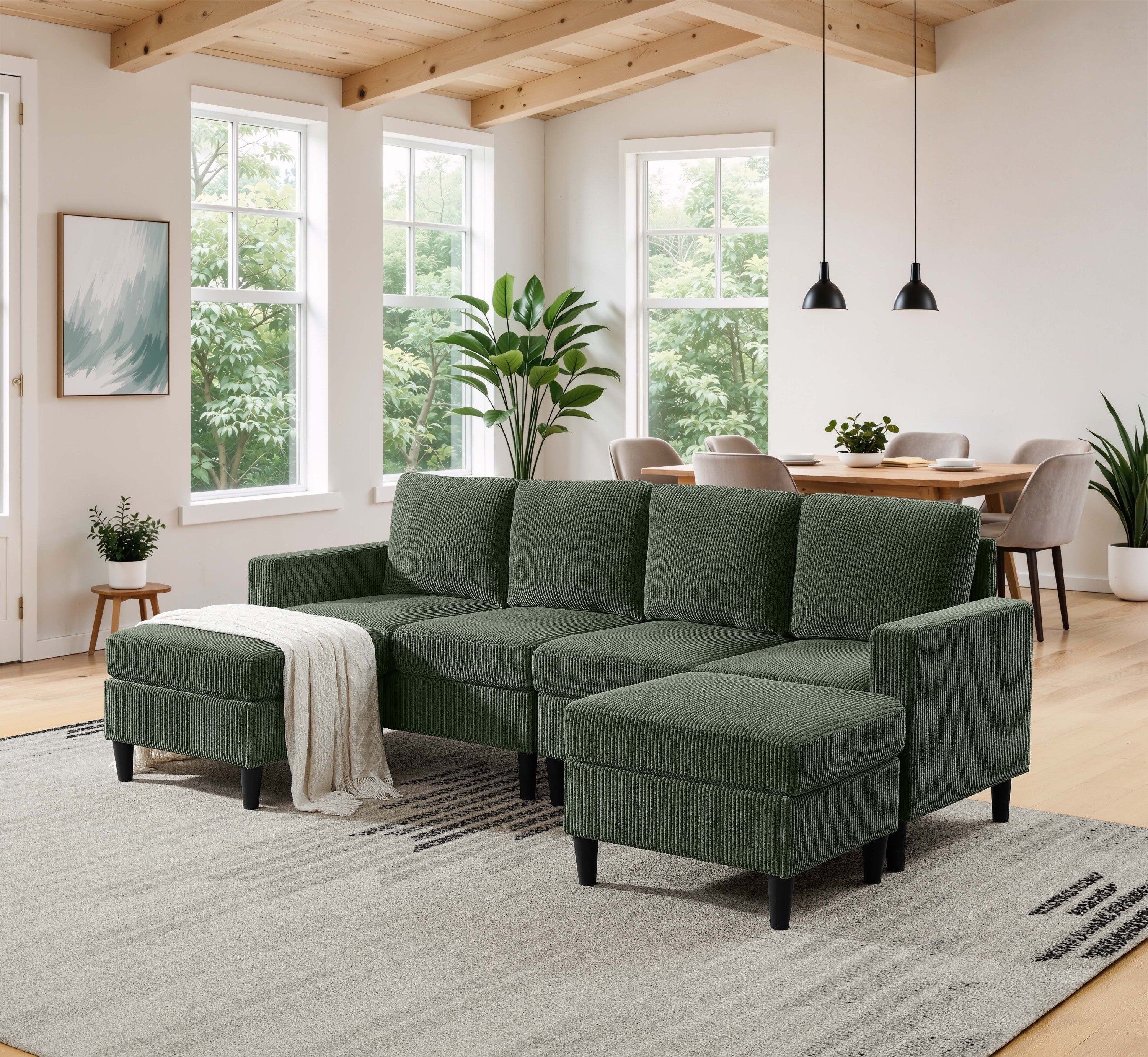 Cordory Upholstered Modular Sectional with 2 Ottomans - Grand Goldman Shop