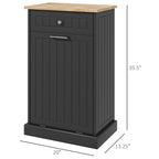 HOMCOM Kitchen Tilt Out Trash Bin Cabinet Free Standing Recycling Cabinet Trash Can Holder With Drawer, Black - Grand Goldman Shop