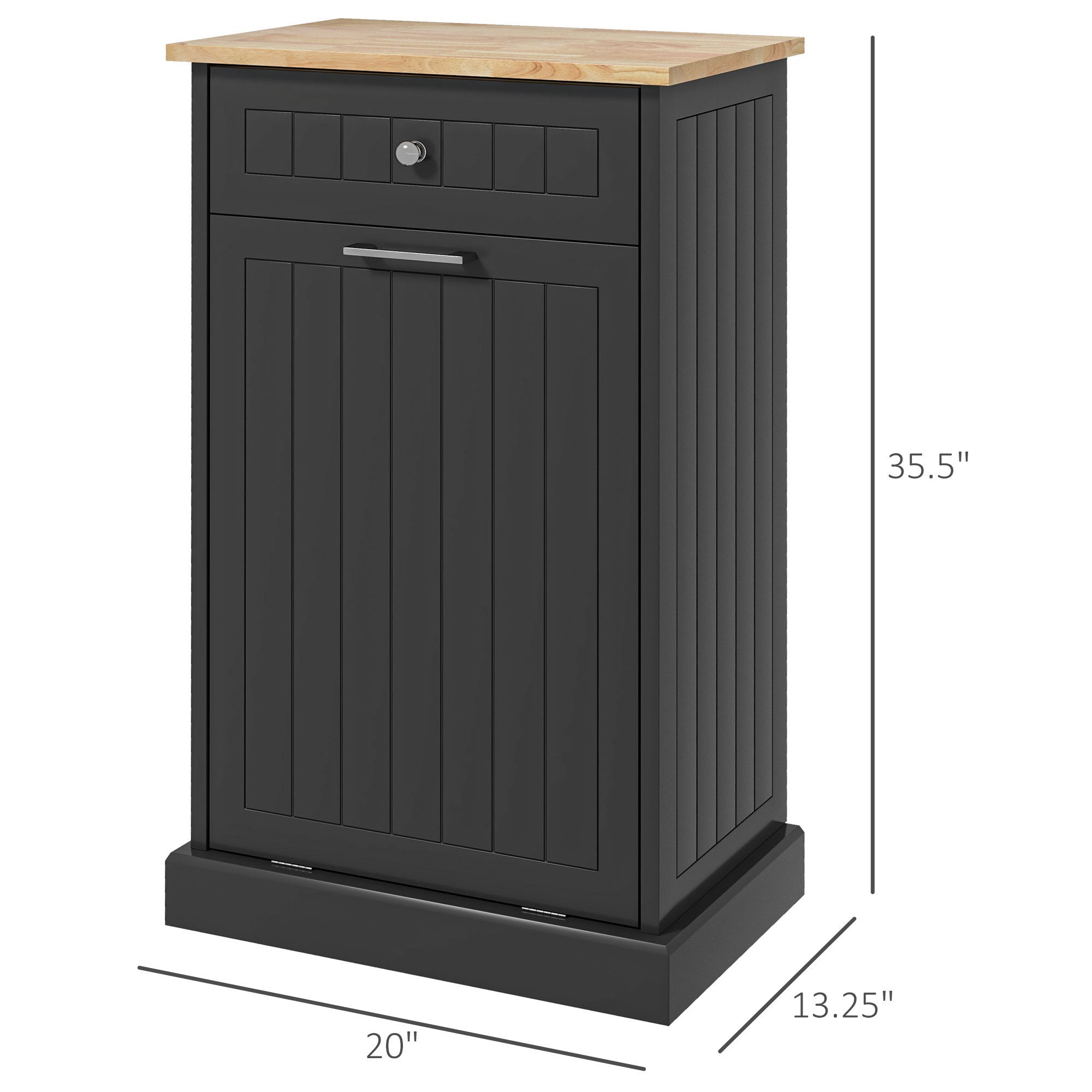 HOMCOM Kitchen Tilt Out Trash Bin Cabinet Free Standing Recycling Cabinet Trash Can Holder With Drawer, Black - Grand Goldman Shop