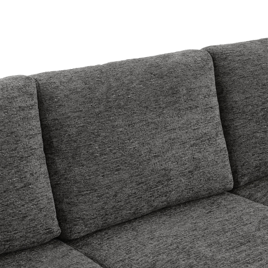 Versatile U-Shaped Sectional Sofa Bed with Storage, Cup Holders, Charging Ports in Grey Chenille - Grand Goldman Shop