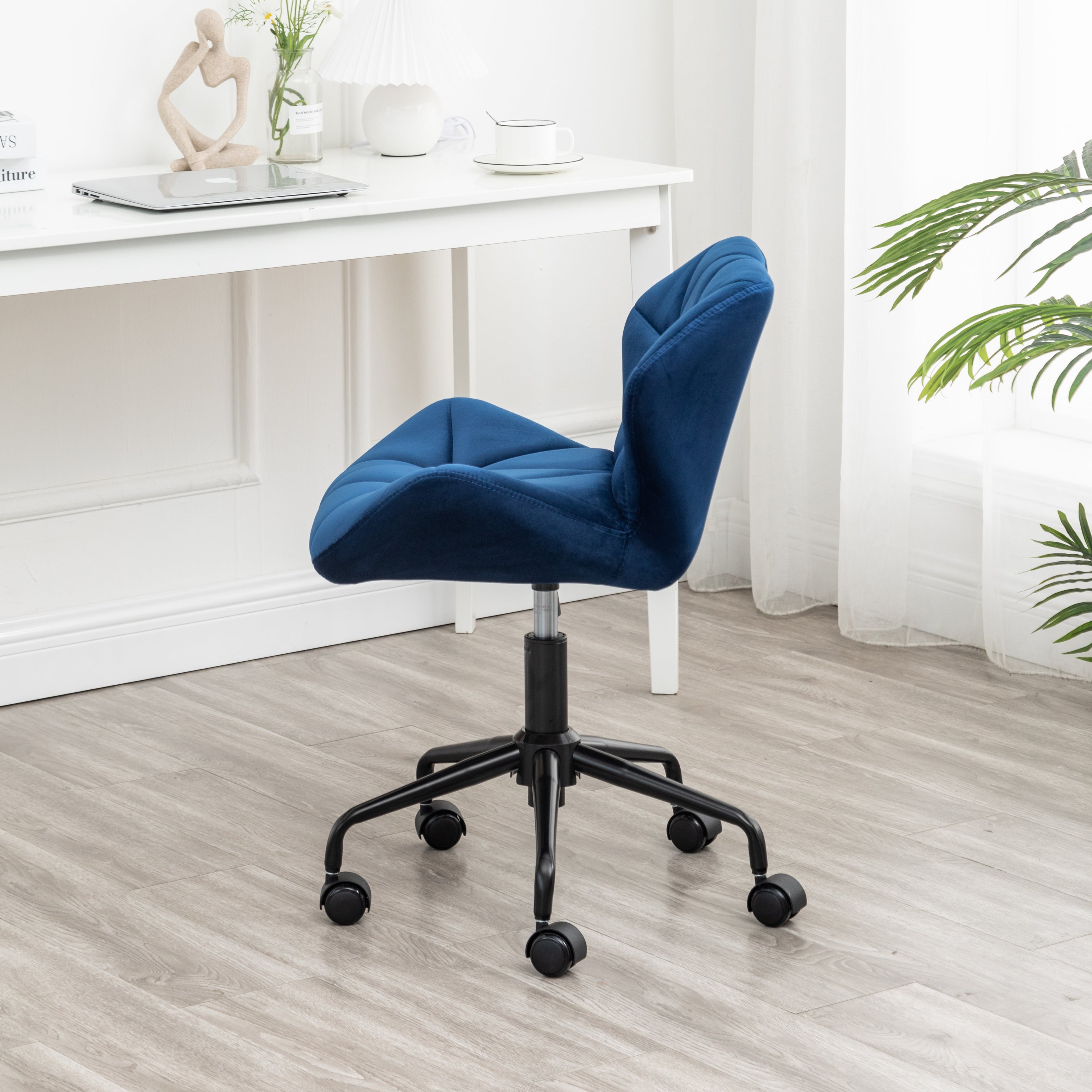 Eldon Diamond Tufted Adjustable Swivel Office Chair, Blue - Grand Goldman