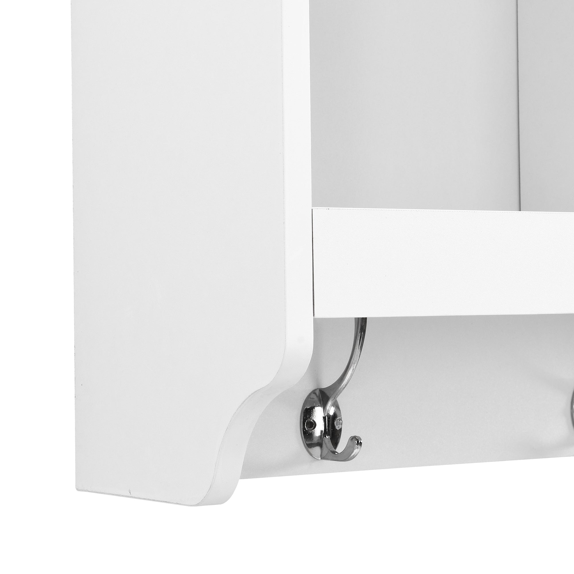 ON-TREND Shoe Storage Bench with Shelves and 4 Hooks, Elegant Hall Tree with Wall Mounted Coat Rack, Entryway Organizer For Hallway, Foyer, Mudroom, White - Grand Goldman Shop