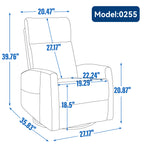 Heat Massage Manual Recliner Chair with Rocker and Swivel in Fabric for Living Room, Khaki - Grand Goldman Shop