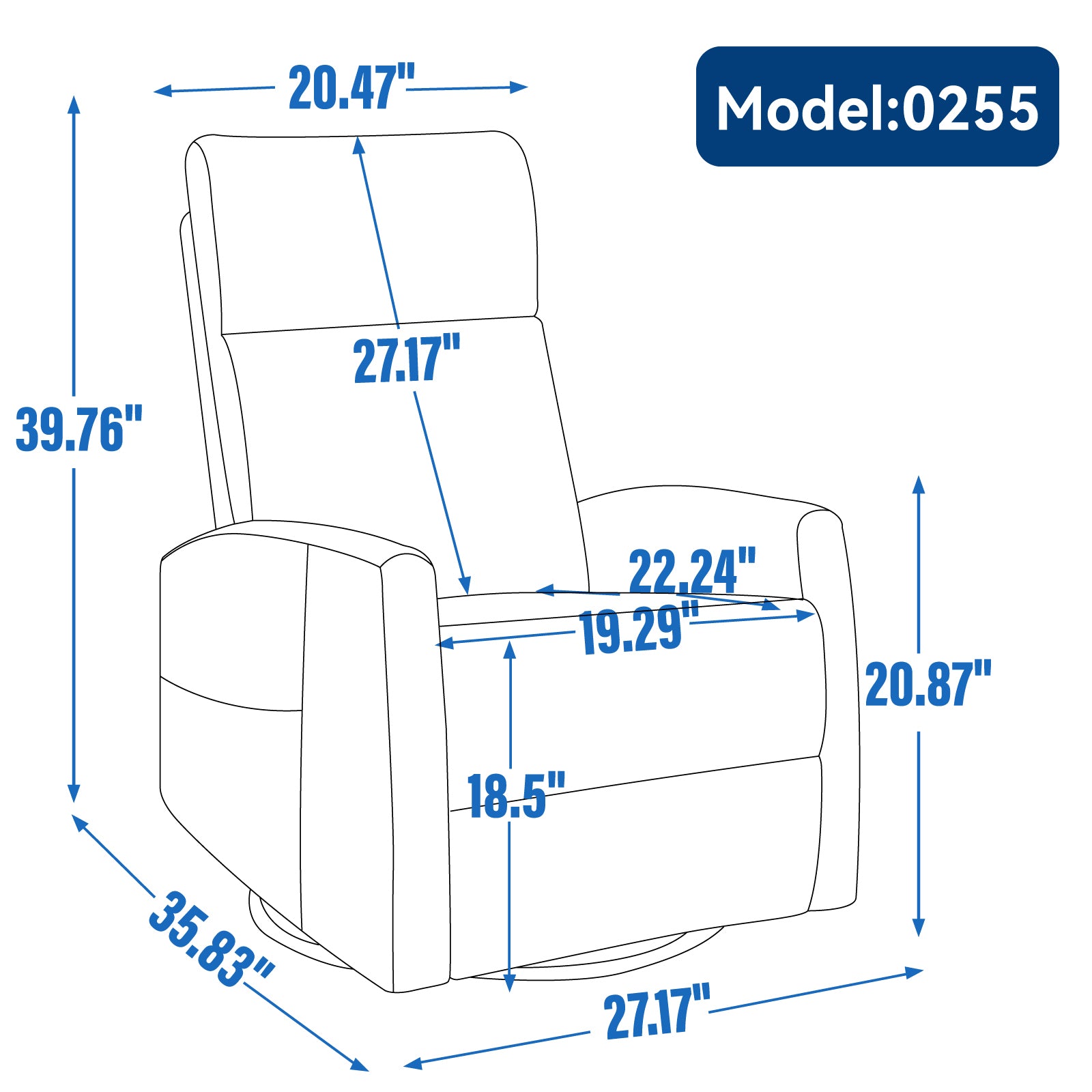Heat Massage Manual Recliner Chair with Rocker and Swivel in Fabric for Living Room, Khaki - Grand Goldman Shop