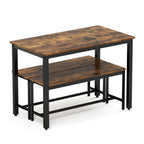 Dining Table Set, Bar Table with 2 Dining Benches, Kitchen Table Counter with Chairs, Industrial for Kitchen Breakfast Table, Living Room, Party Room, Rustic Brown and Black,43.3″L x23.6″W x 29.9″H - Grand Goldman Shop