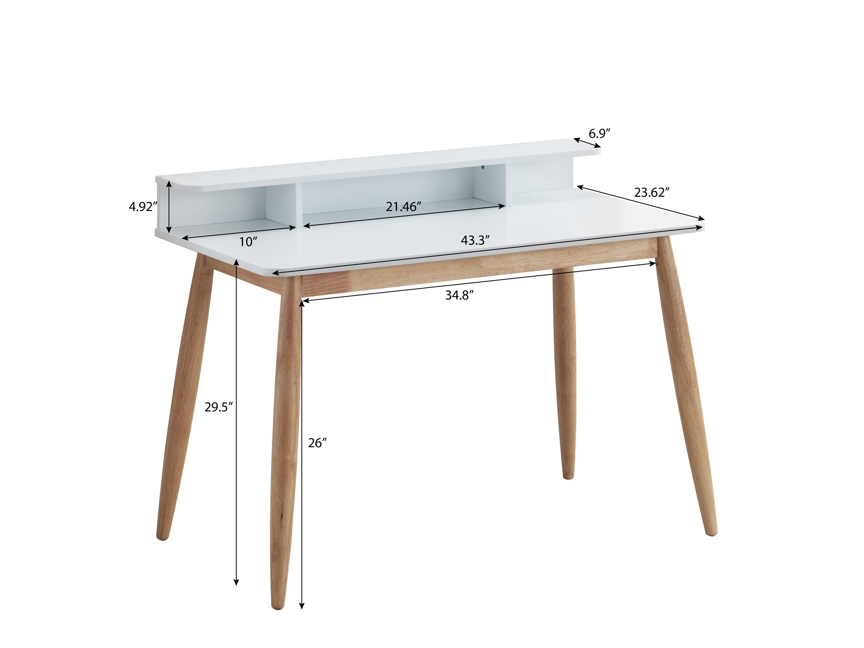 Roskilde Mid-Century Modern Wood Writing Desk with Hutch, Grey | Premium Home Decor - Grand Goldman