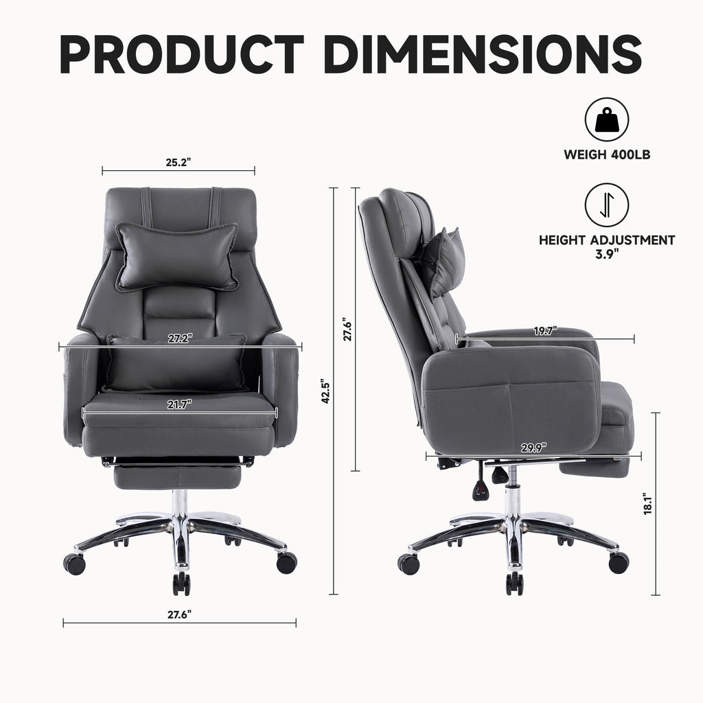 Swivel Ergonomic Office Chair, Technology Leather  High Back Office Chair with Lumbar Support Headrest, Sedentary Comfortable