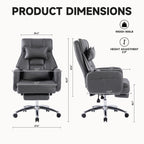 Swivel Ergonomic Office Chair, Technology Leather  High Back Office Chair with Lumbar Support Headrest, Sedentary Comfortable