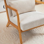 Mid-Century Modern Accent Chair with Pillow Upholstered Arm Chair in Beige Polyester and Solid Wood Frame (beige) - Grand Goldman Shop