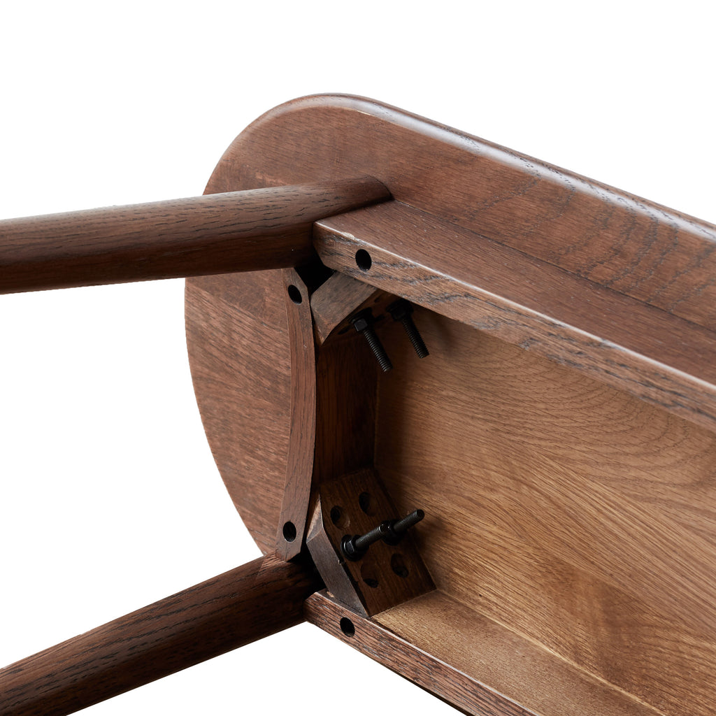Natural Oak Wood Dining Bench Table Bench with Half-Round Design in Walnut Finish - Grand Goldman Shop