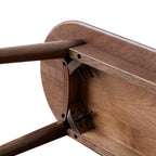 Natural Oak Wood Dining Bench Table Bench with Half-Round Design in Walnut Finish - Grand Goldman Shop