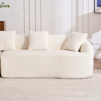 Boneless L-Shape Sectional Sofa with Curved Chaise,White Modular Chenille Compression Couch,30D High-Density Foam,Minimalist Modular Couches Sleeper for Living Room Bedroom Apartment Lounge. - Grand Goldman Shop