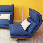 Modern Dark Blue Metal Frame Foldable Reclining Floor Chair – Lazy Leisure Sofa for Balcony or Bedroom - Grand Goldman Shop