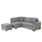 Modern Sleeper Sofa Bed with Storage Ottoman, Gray Linen, 84.75' L Shape Couch for Living Room or Apartment - Grand Goldman Shop