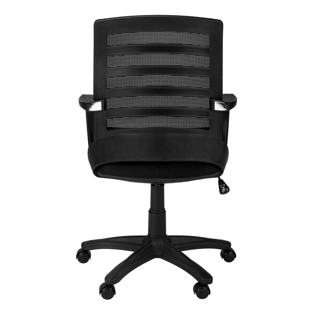 Office Chair, Adjustable Height, Swivel, Ergonomic, Armrests, Computer Desk, Work, Black Mesh, Black Metal, Contemporary, Mod