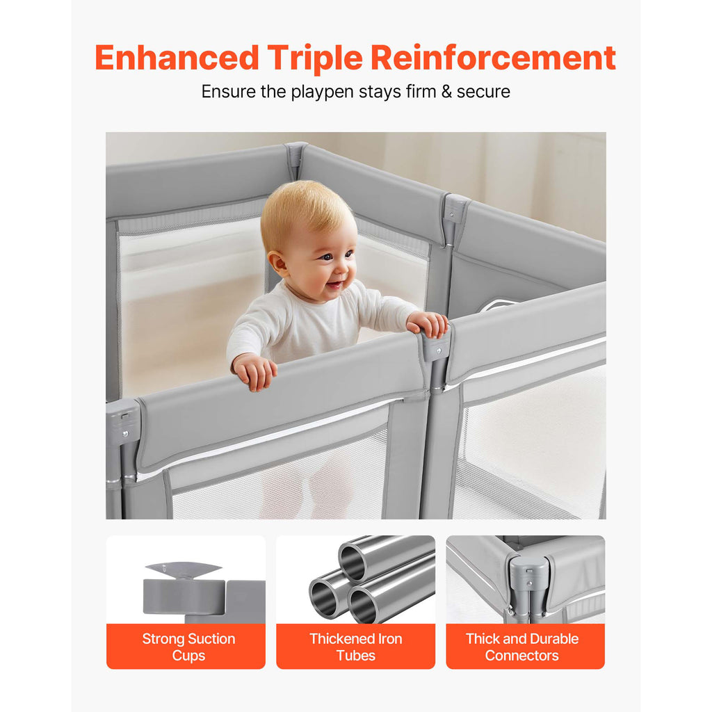 Baby Playpen, 78.7″ x 70.1″ Extra Large Toddlers Playpen, Foldable Baby Fence Play Yard with Zippered Door & Soft Breathable 