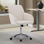TY Adjustable Office Chair, Ergonomic Swivel Chair, Velvet Backrest Seat, Comfortable for Long Sitting, Beige - Grand Goldman