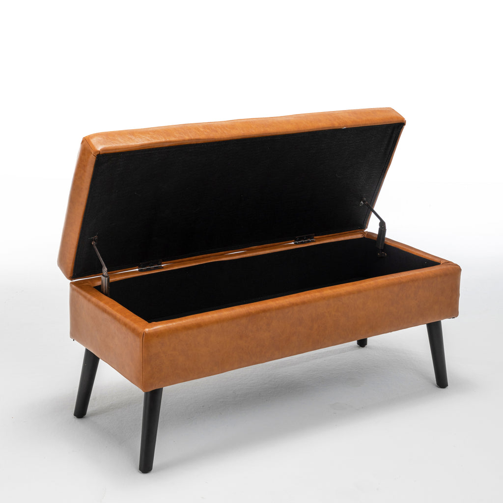 Storage Bench with Storage Bench for Bedroom End of Bed Bench Foot of Bed Bench Entryway Bench Storage Ottoman Bench 43.3' W x 17.7' Brown Leather Bench - Grand Goldman Shop