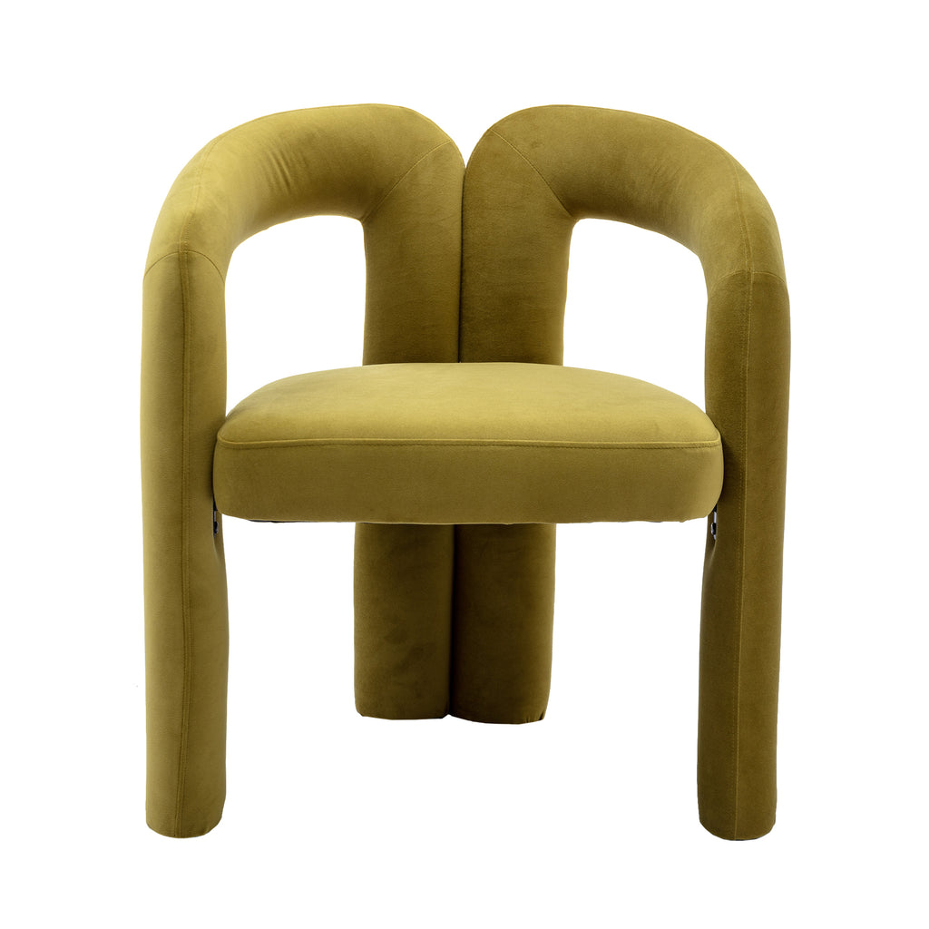 Contemporary Designed Velvet Fabric Upholstered Accent/Dining Chair /Barrel Side Chairs Kitchen Armchair for Living Room set of 2 (Olive Velvet) - Grand Goldman Shop