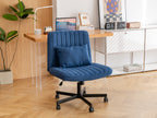 Modern Linen Blue Criss Cross Office Chair with Adjustable Height, Ergonomic Design, and Breathable Fabric in Blue Linen Mate