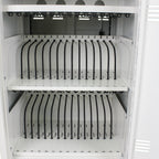 30+2 Bay Mobile School Charging Cart Station for Chromebook, Tablet and Laptop Computer with Power Strip Included - White | P