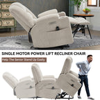Power Lift Recliner Chair with Massage and Heat for Elderly, Overstuffed Wide Recliners, Heavy Duty Motion Mechanism with USB and Type C Ports, 2 Steel Cup Holders, Beige - Grand Goldman Shop