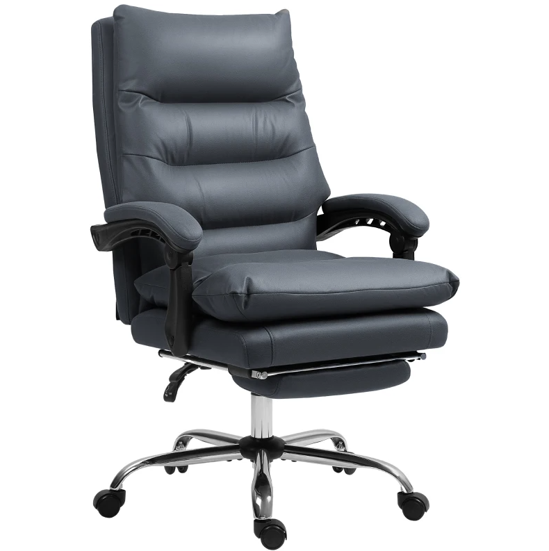 Microfibre Massage Office Chair, Heated Reclining Chair with Footrest, Dark Gray - Grand Goldman