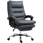 Microfibre Massage Office Chair, Heated Reclining Chair with Footrest, Dark Gray - Grand Goldman