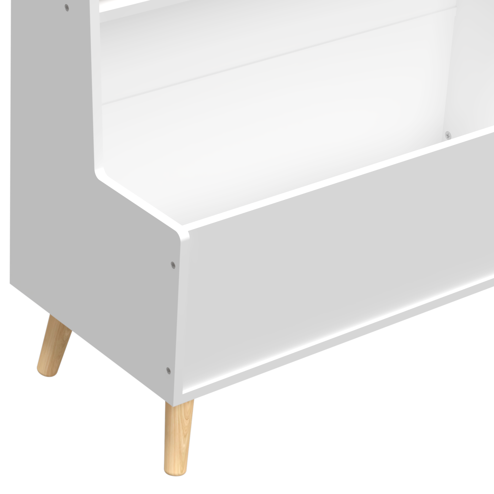 Kids Bookshelf White MDF and Pine Legs Book Organizer with Toy Storage, 26.77 x 12.60 x 36.61 inches - Grand Goldman