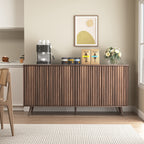 Sideboard Buffet Cabinet with Storage, Long Sideboard Storage Cabinet with 4 Doors, Wood Credenza Console Coffee Bar Cabinets with Adjustable Shelves for Living Room Kitchen Dining Room Walnut - Grand Goldman Shop