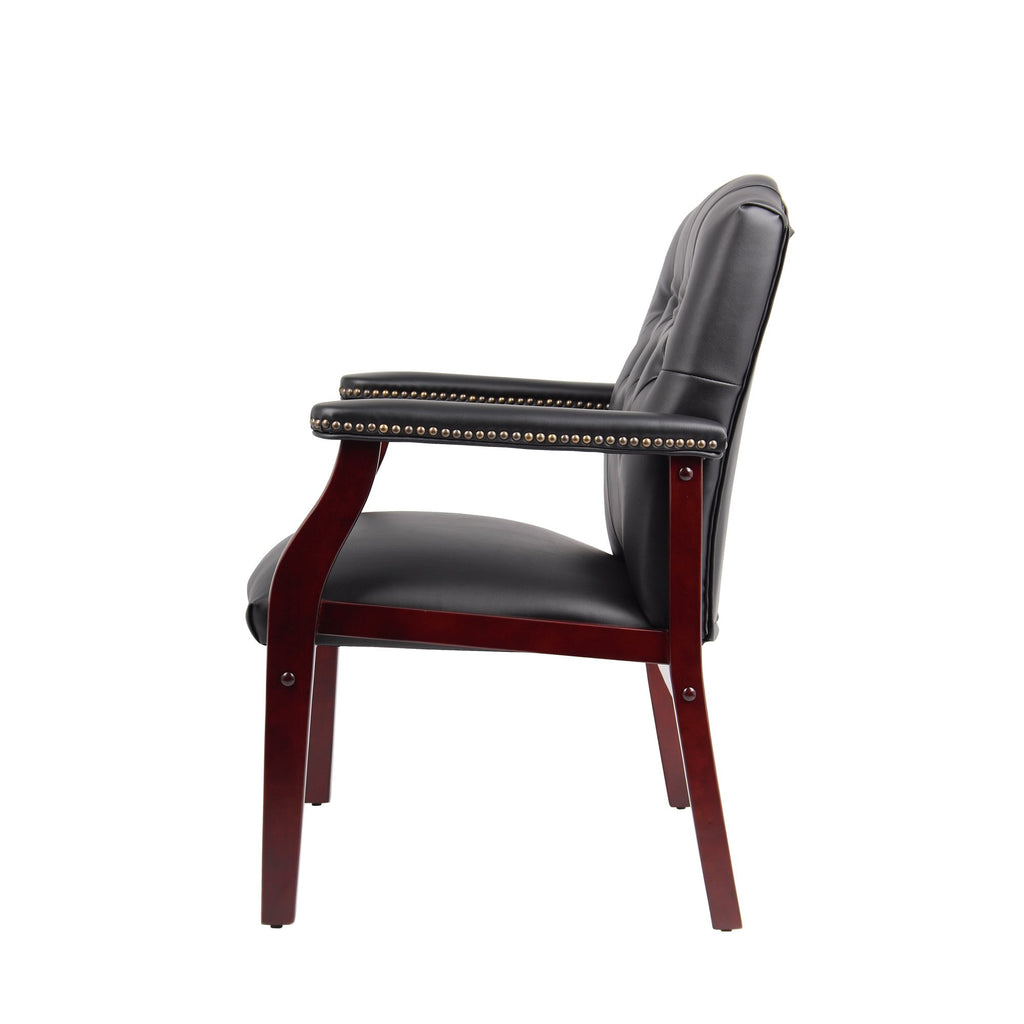 Leather Reception Guest Chairs  W/Padded Seat and Arms Ergonomic Mid-Back Office Executive Side Chair for Meeting Waiting Roo