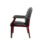 Leather Reception Guest Chairs  W/Padded Seat and Arms Ergonomic Mid-Back Office Executive Side Chair for Meeting Waiting Roo