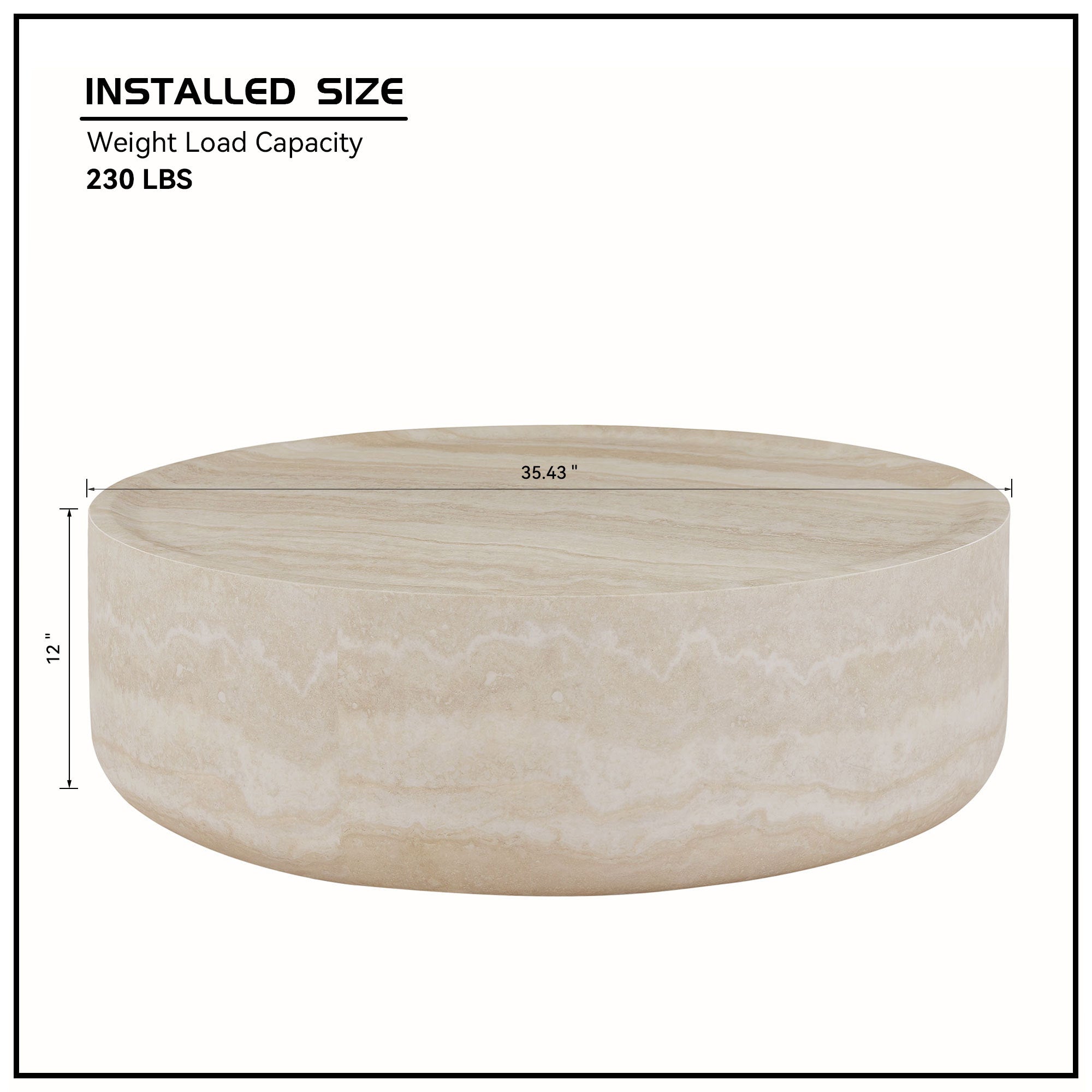 35.43'' Faux MARS Pattern Coffee Tables for Living Room Round Tea Faux Travertine Textured  table for Living Room, No Need Assembly. - Grand Goldman Shop
